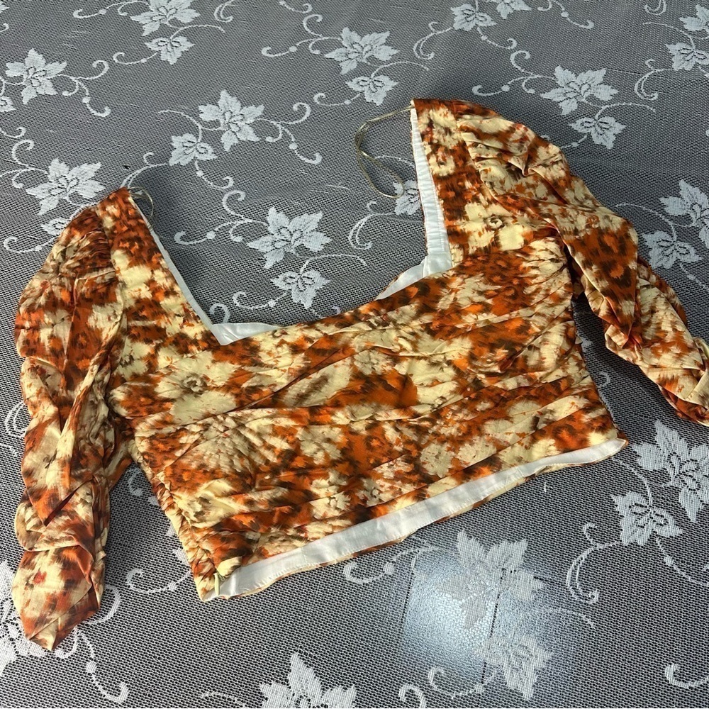 Zara Ruched Floral Crop Top Sz Medium NWT - Picture 5 of 12